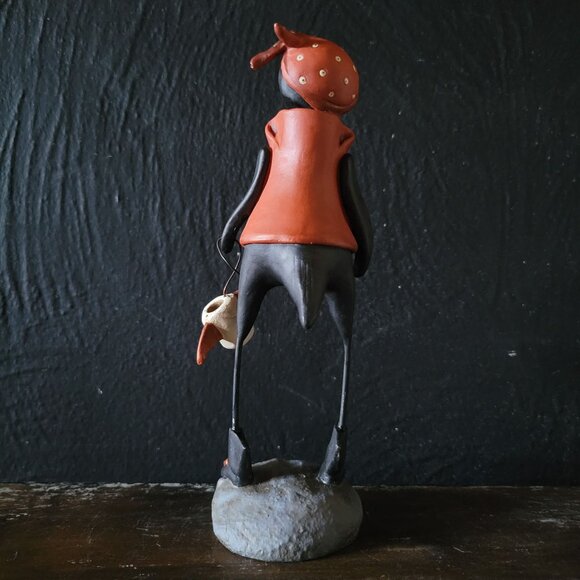 Resin Trick or Treating Halloween Crow Figure in Pirate Costume w/ Skull Bucket - Picture 5 of 9